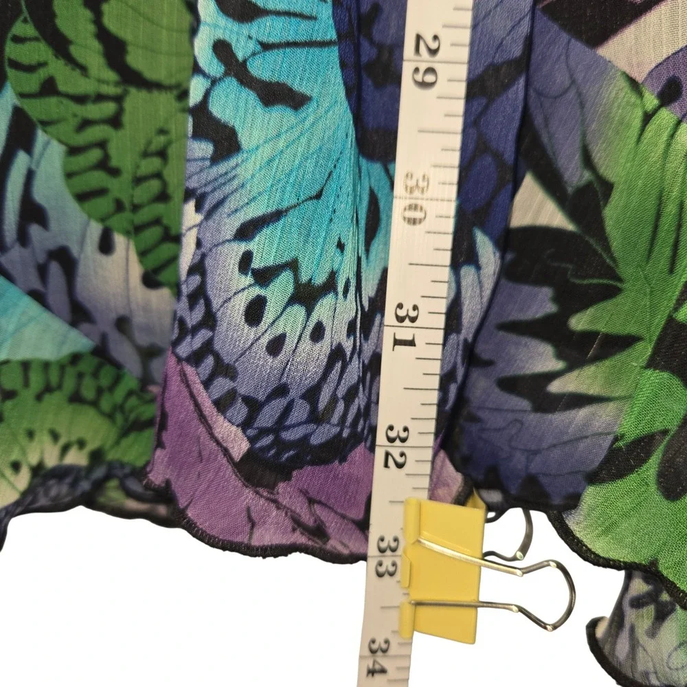 Notations Butterfly Print Maxi Skirt Womens M Colorful Boho Chiffon Casual n‎